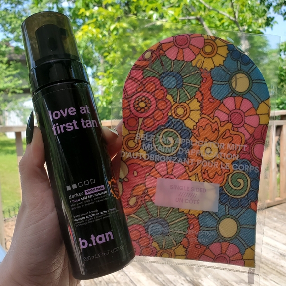 b.tan Love At First Tan 1 Hour Self Tanning Mousse Violet Base Tanner + Mitt - Picture 1 of 8